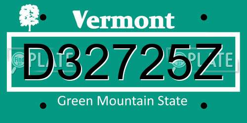 D32725Z Vermont License Plate