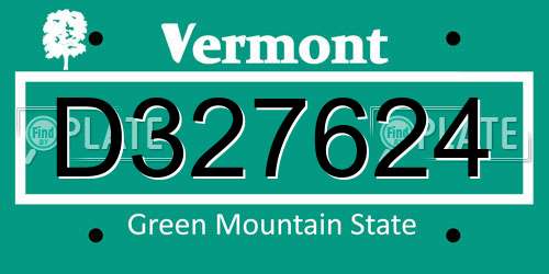 D327624 Vermont License Plate