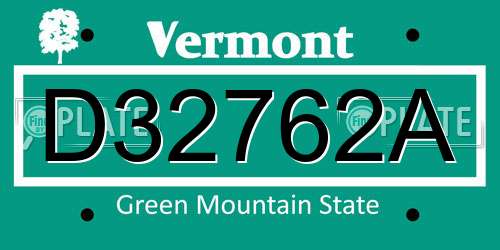 D32762A Vermont License Plate