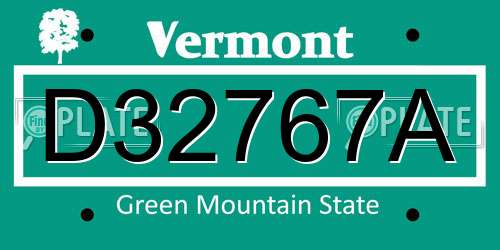 D32767A Vermont License Plate