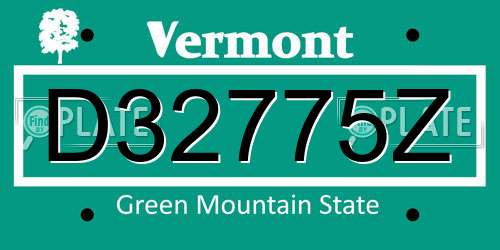 D32775Z Vermont License Plate