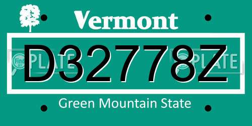 D32778Z Vermont License Plate