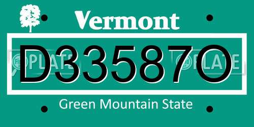 D33587O Vermont License Plate