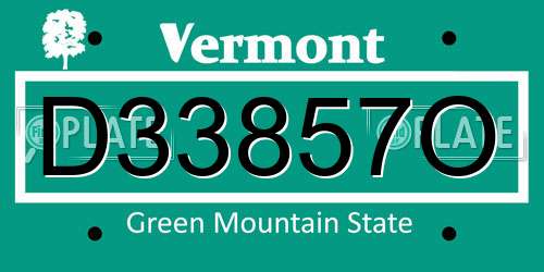 D33857O Vermont License Plate