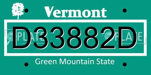 D33882D Vermont License Plate
