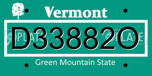 D33882O Vermont License Plate