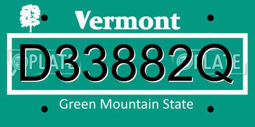 D33882Q Vermont License Plate