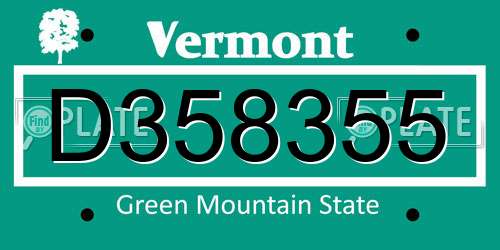 D358355 Vermont License Plate