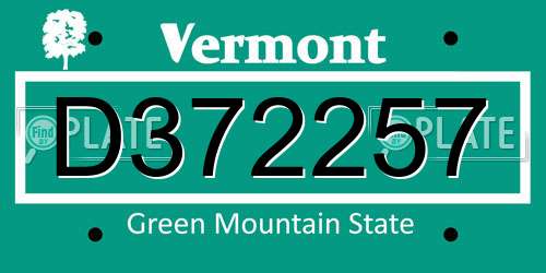 D372257 Vermont License Plate