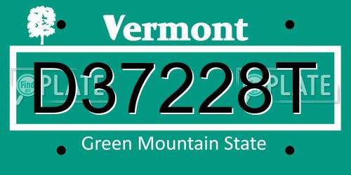 D37228T Vermont License Plate