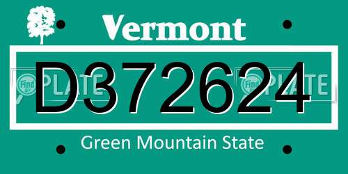 D372624 Vermont License Plate