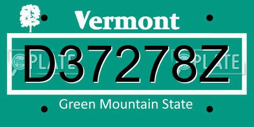 D37278Z Vermont License Plate