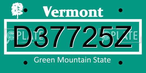D37725Z Vermont License Plate