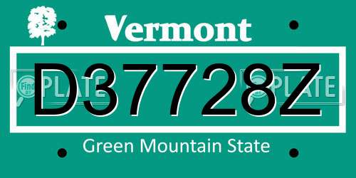 D37728Z Vermont License Plate