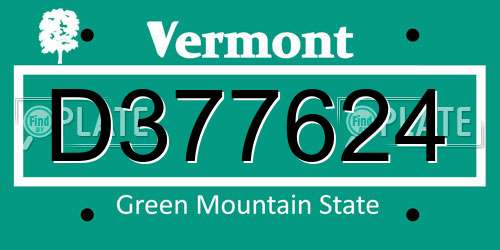 D377624 Vermont License Plate