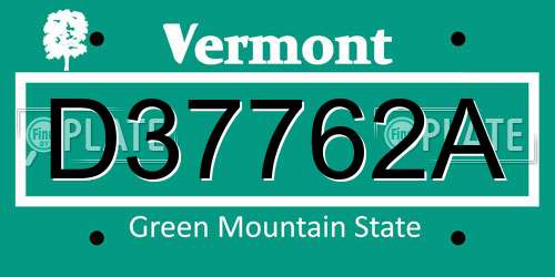 D37762A Vermont License Plate