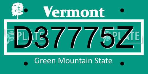 D37775Z Vermont License Plate
