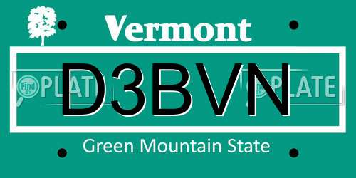 D3BVN Vermont License Plate