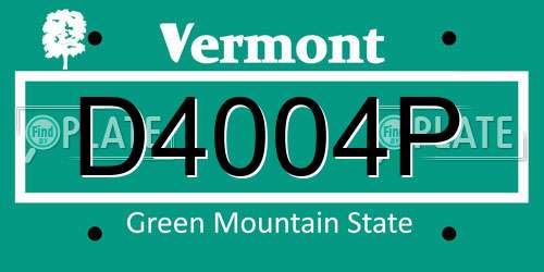 D4004P Vermont License Plate