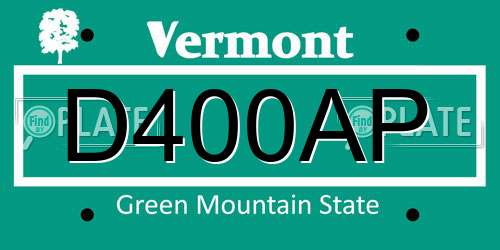 D400AP Vermont License Plate