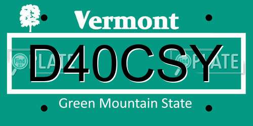 D40CSY Vermont License Plate