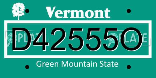 D42555O Vermont License Plate