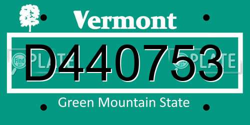 D440753 Vermont License Plate