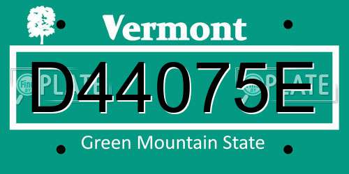 D44075E Vermont License Plate