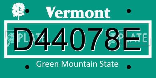 D44078E Vermont License Plate