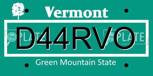 D44RVO Vermont License Plate