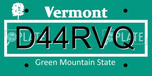 D44RVQ Vermont License Plate