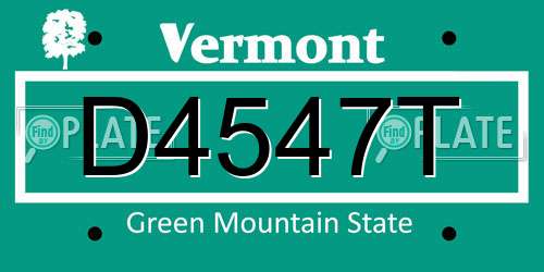 D4547T Vermont License Plate