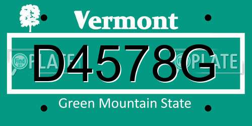 D4578G Vermont License Plate