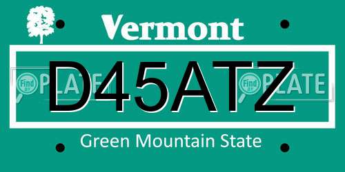 D45ATZ Vermont License Plate