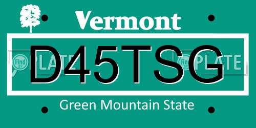 D45TSG Vermont License Plate