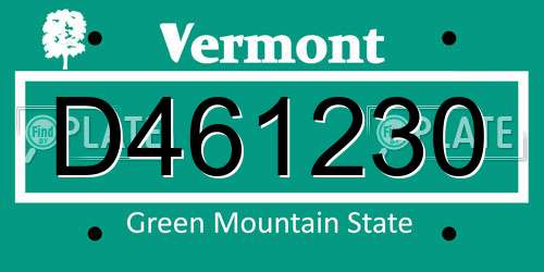 D461230 Vermont License Plate