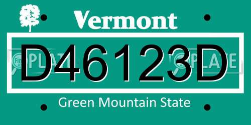 D46123D Vermont License Plate