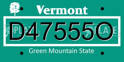 D47555O Vermont License Plate