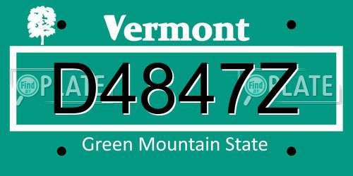 D4847Z Vermont License Plate