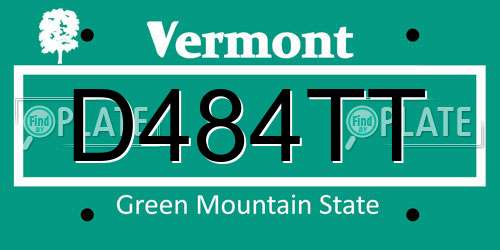 D484TT Vermont License Plate