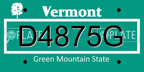 D4875G Vermont License Plate