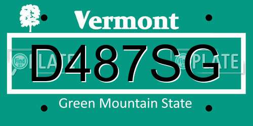 D487SG Vermont License Plate