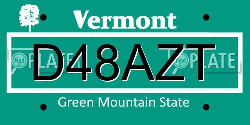 D48AZT Vermont License Plate