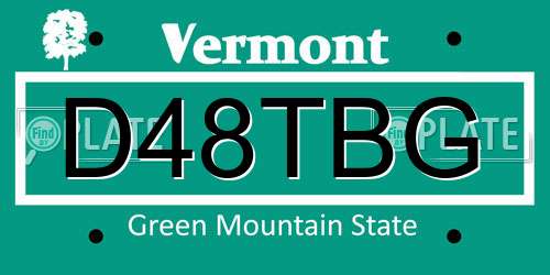 D48TBG Vermont License Plate