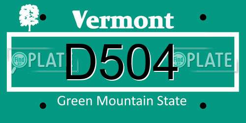 D504 Vermont License Plate