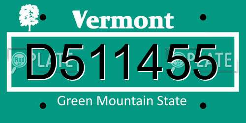 D511455 Vermont License Plate
