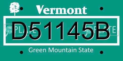 D51145B Vermont License Plate