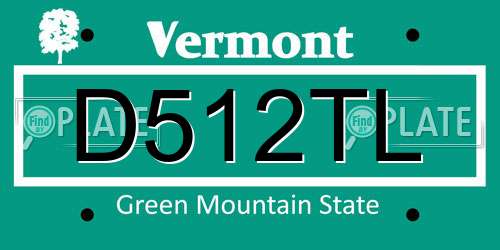 D512TL Vermont License Plate