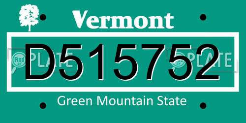 D515752 Vermont License Plate