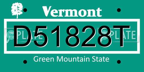 D51828T Vermont License Plate